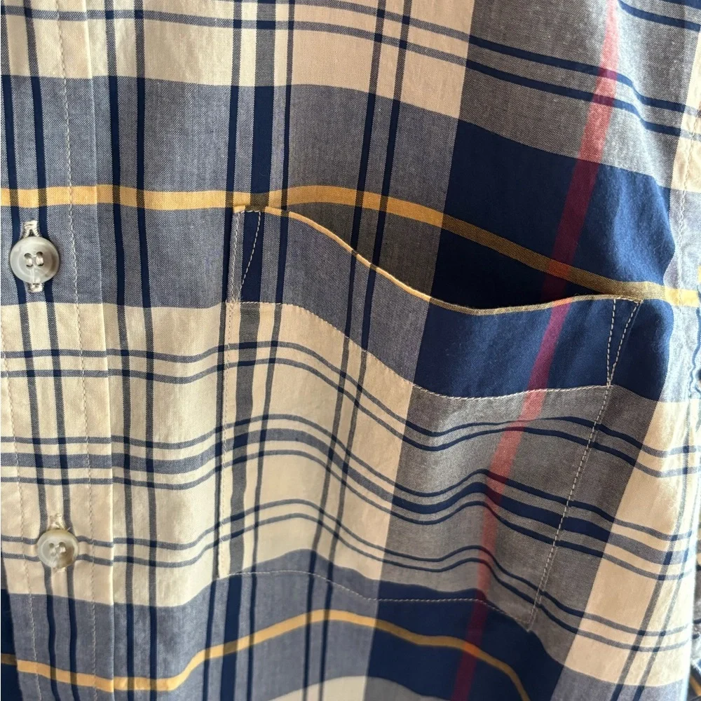NWT Banana Republic Blue and Yellow Casual Button Down Shirt Sz Small 💯 Cotton